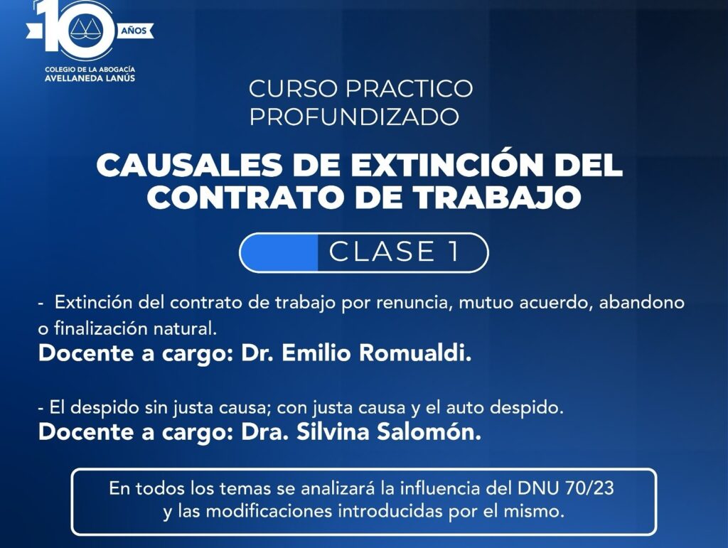 Lee más sobre el artículo Brindan un curso sobre extinción del Contrato de Trabajo, en el CAAL