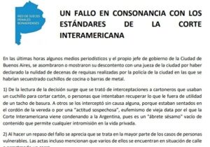 Lee más sobre el artículo Jueces penales bonaerenses respaldaron el fallo de una jueza de CABA y cuestionaron la idea de «actitud sospechosa»